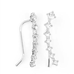 New White Rhinestone Crawler Earrings 💎